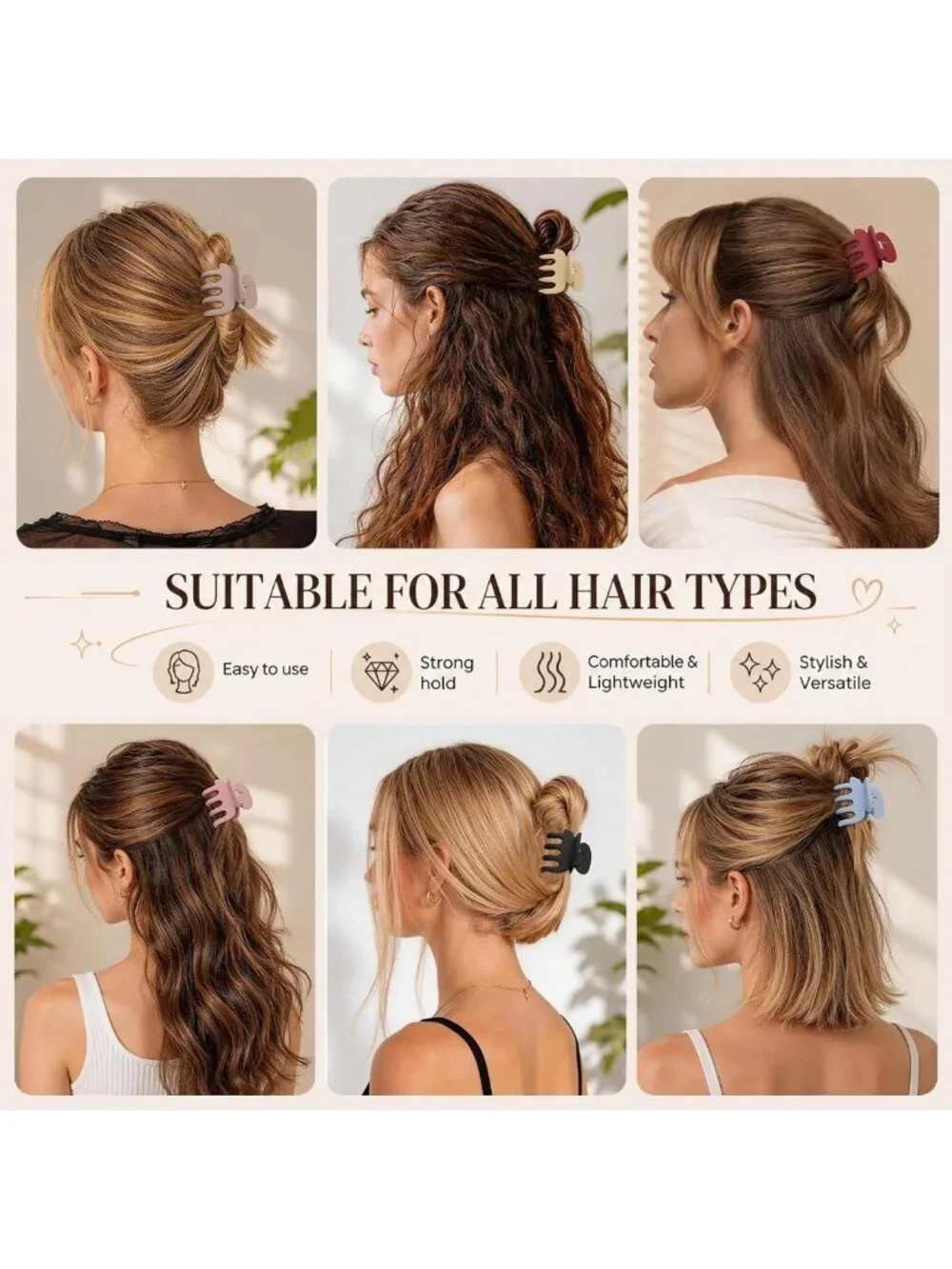 12Pcs Small Silicone Hair Clips for Women | Flexible Claw Clips for Short Hair